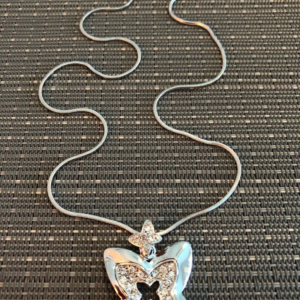 Silver Outline Butterly Charm Necklace - Picture 3 of 7